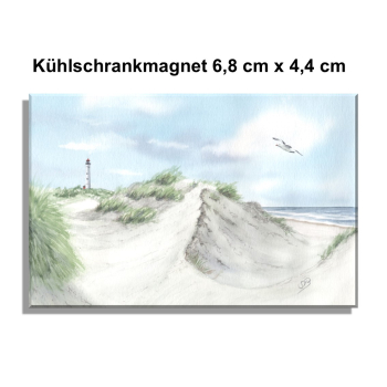 Fridge magnet watercolor maritime art print art print North Sea Denmark Danmark lighthouse Lyngvig Hvide Sande Sondervig Dunes Beach Seagulls